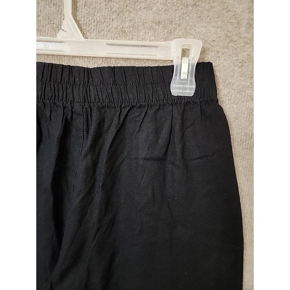 Old Navy Linen-Blend Straight Ankle Pants Womens S Black Beach Vacation NEW - Picture 8 of 11